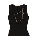 Black Sleeveless Chain Collar Detail Mini Dress