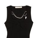 Black Viscose Sleeveless Chain Detail Top