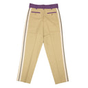 Beige And Purple Cotton Track Belt Pants