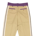 Beige And Purple Cotton Track Belt Pants