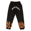 Black Cotton Graffiti Flames Graphic Sweatpants