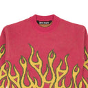 Fuchsia Pink Wool Burning Crewneck Sweater