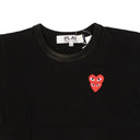 Black Cotton Double Red Heart T-Shirt