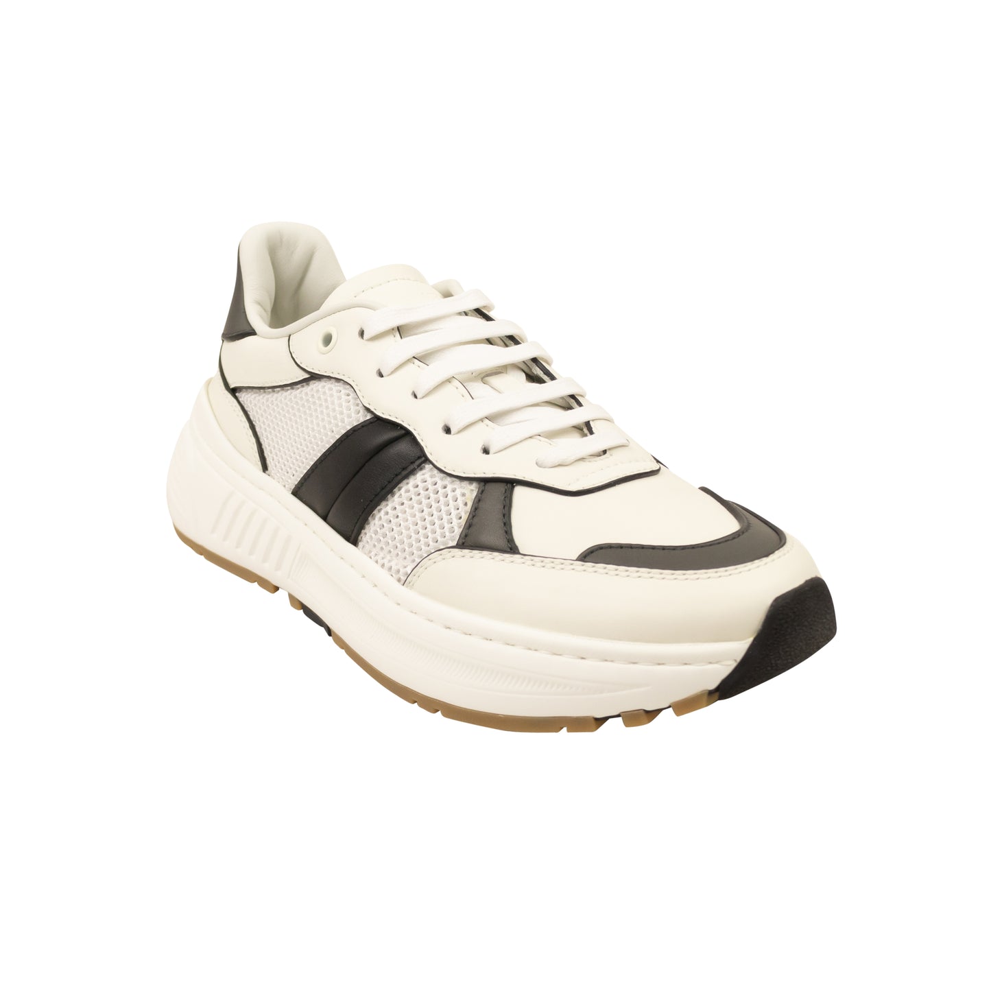 White And Black Leather Speedster Sneakers