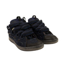 Blue Leather Logo Curb Low Top Sneakers