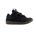 Blue Leather Logo Curb Low Top Sneakers