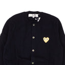 Navy Wool Gold Heart Knit Cardigan
