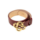 Red Leather Embossed CC Logo Buckle Belt