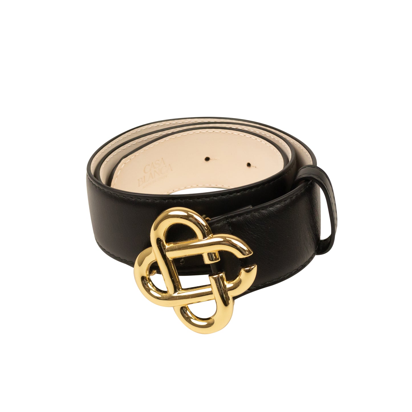 Black Leather CC Logo Buckle Belt