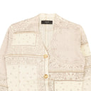 Ivory Cotton Bandana Reconstructed Cardigan Sweater