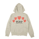 Comme Des Garçons Play 5 Red Hearts Hoodie - Gray