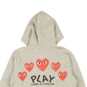 Comme Des Garçons Play 5 Red Hearts Hoodie - Gray