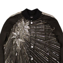 Black Viscose Beaded Star Design Bomber Jacket