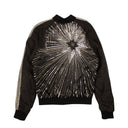 Black Viscose Beaded Star Design Bomber Jacket
