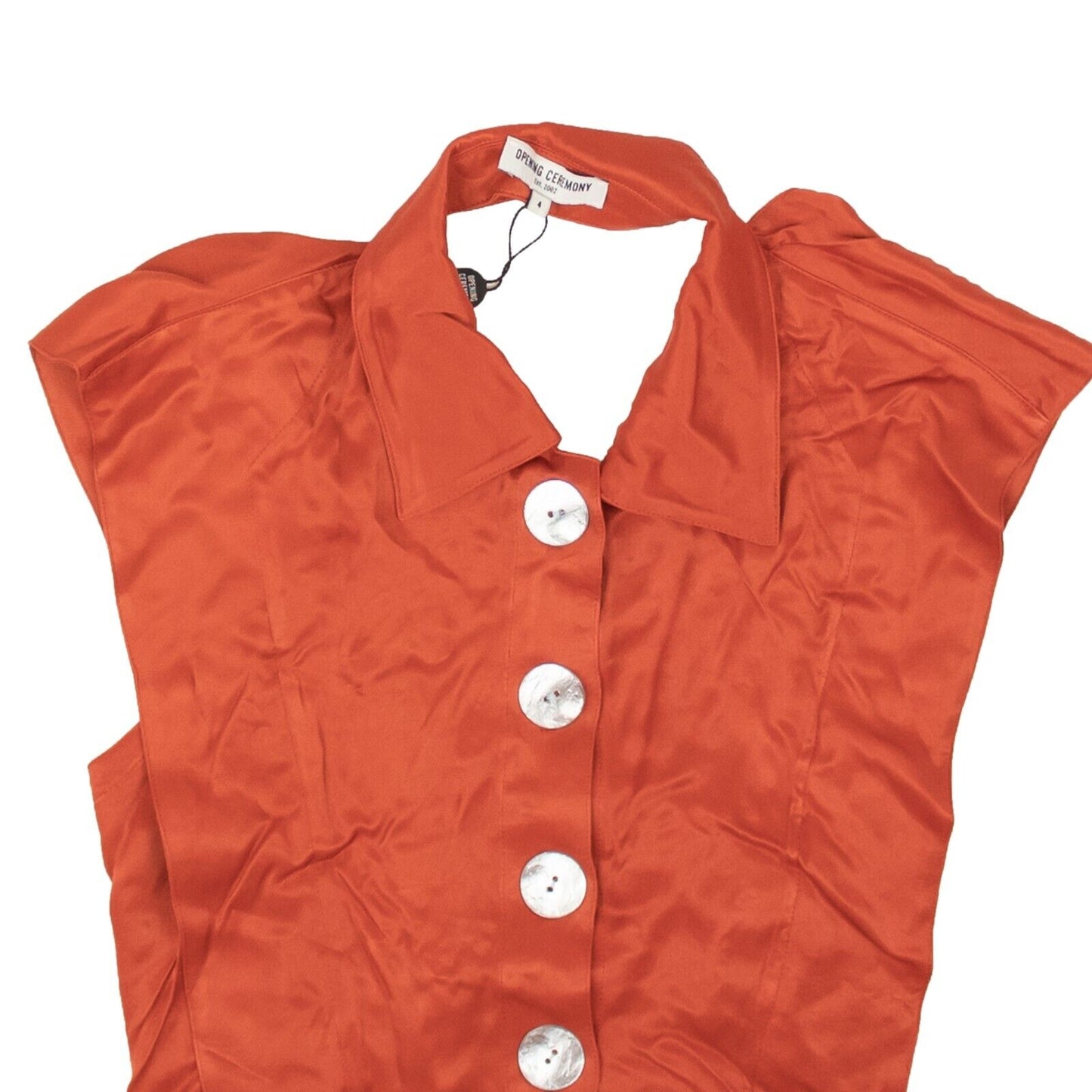 Opening Ceremony Tie Back Shell Blouse - Rust