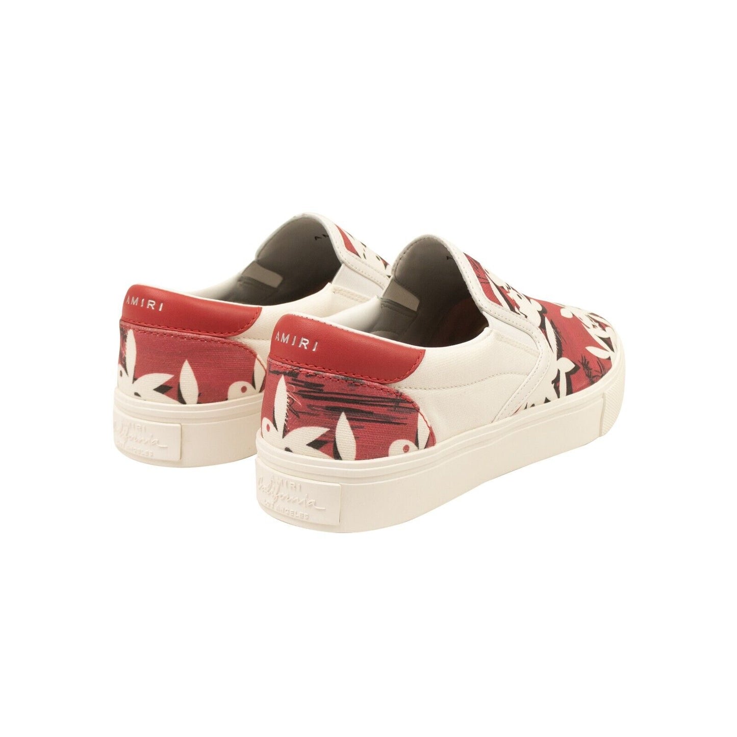 Red And White Leather Playboy Slip On Sneakers