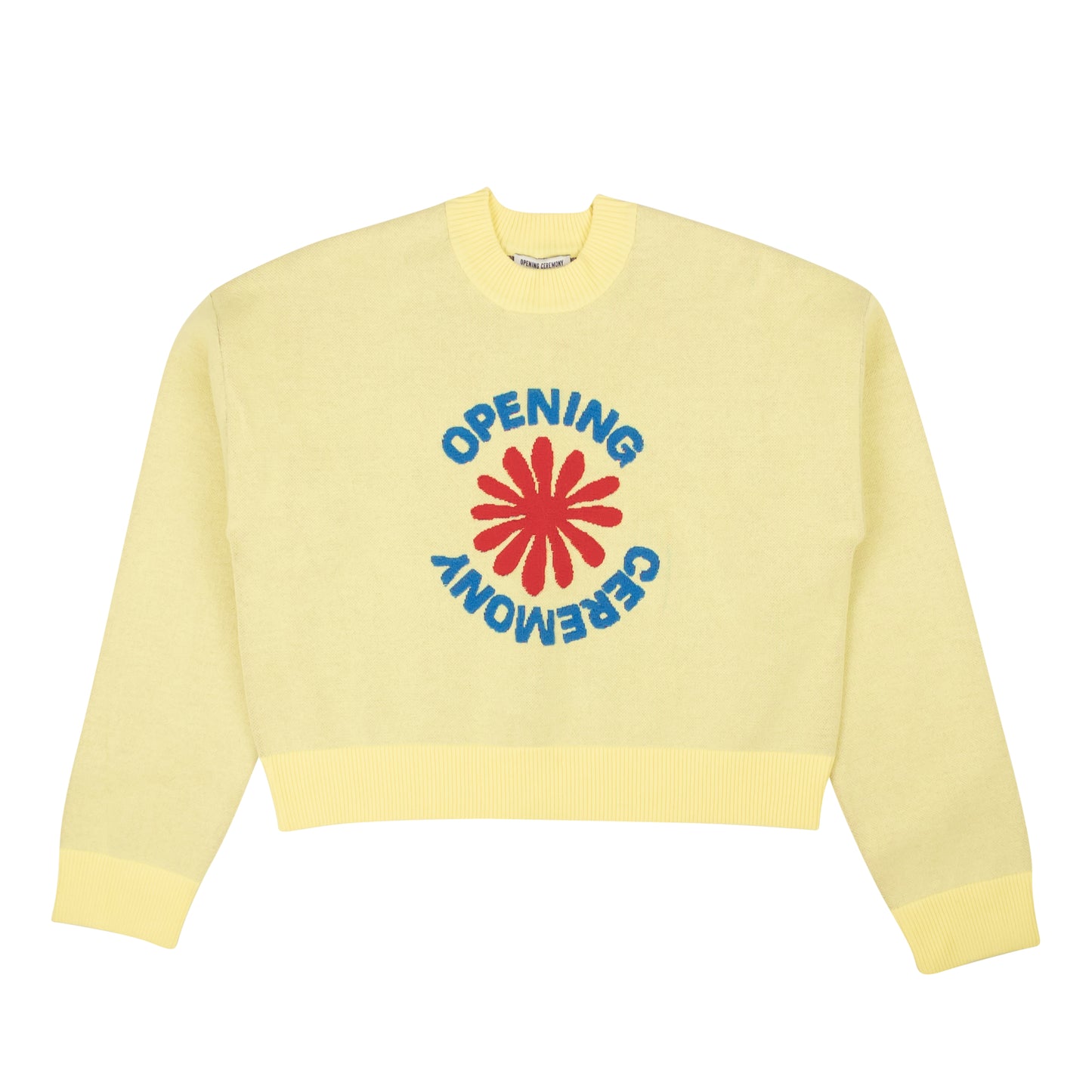 Opening Ceremony Cropped Oc Flower Logo Sweater - Yellow