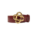 Red Leather Embossed CC Logo Buckle Belt
