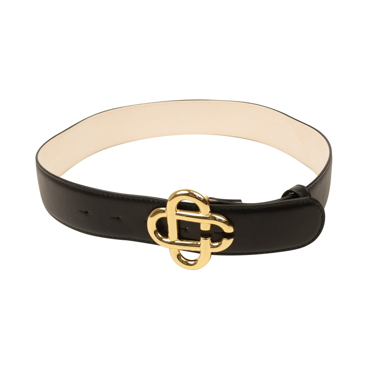 Black Leather CC Logo Buckle Belt