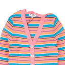 Opening Ceremony Cropped Striped Rib Nylon Cardigan - Pink/Blue/Orange