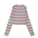 Opening Ceremony Cropped Striped Rib Nylon Cardigan - Pink/Blue/Orange