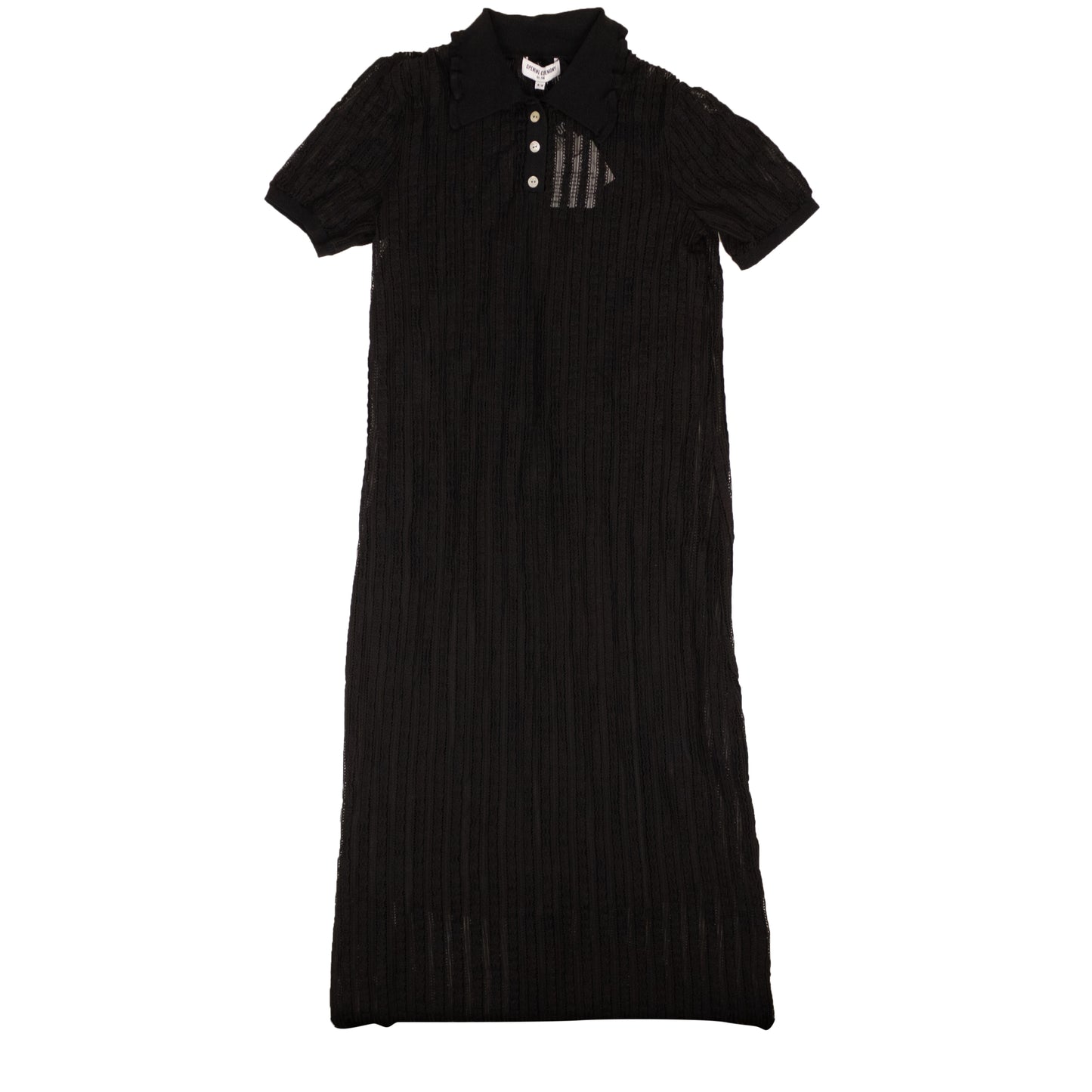 Opening Ceremony Ruffle Pointelle Polo Dress - Black