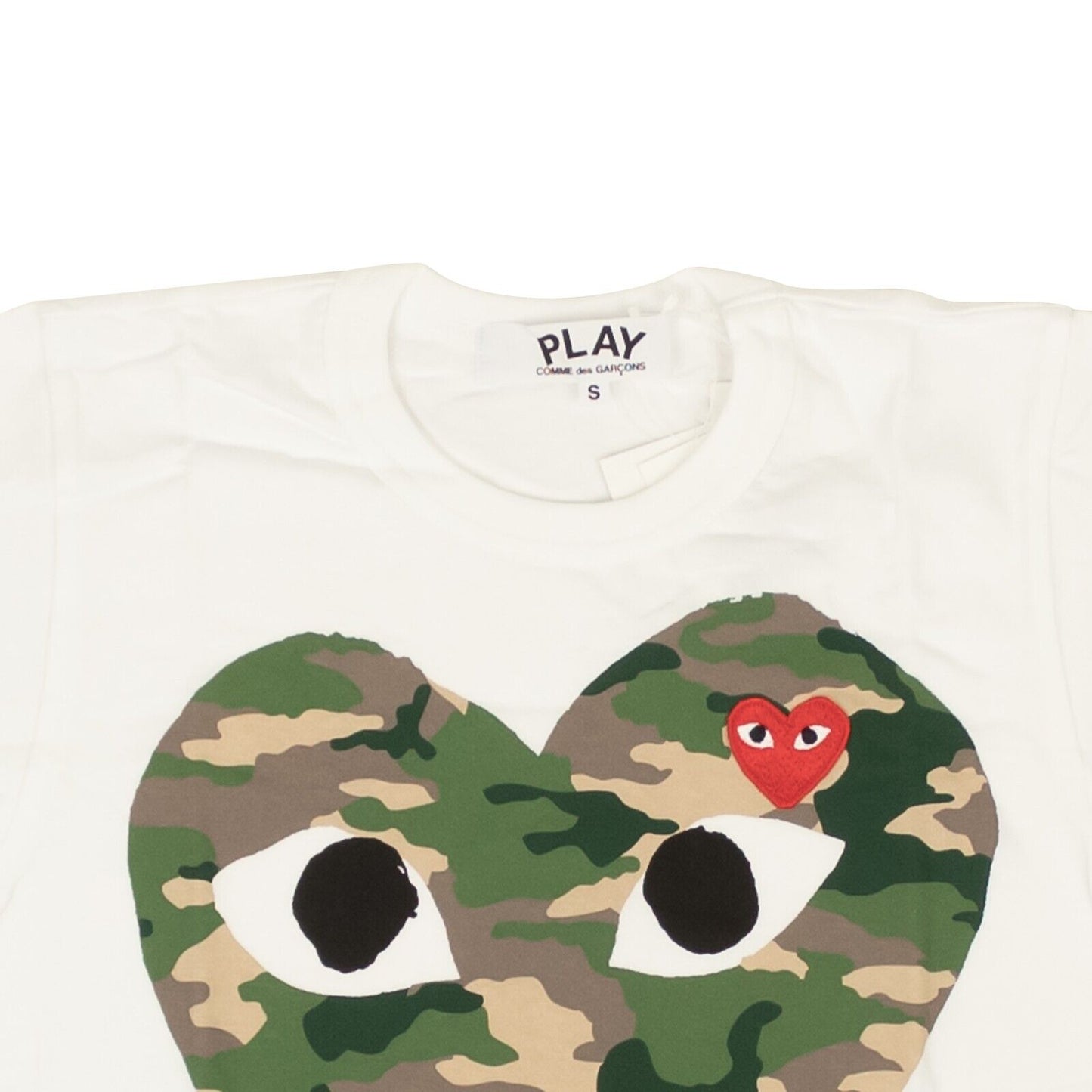 Comme Des Garçons Play Big Camouflage Heart T-Shirt - White