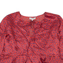 Opening Ceremony Silk Cropped Floral Flounce Blouse - Red