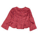 Opening Ceremony Silk Cropped Floral Flounce Blouse - Red