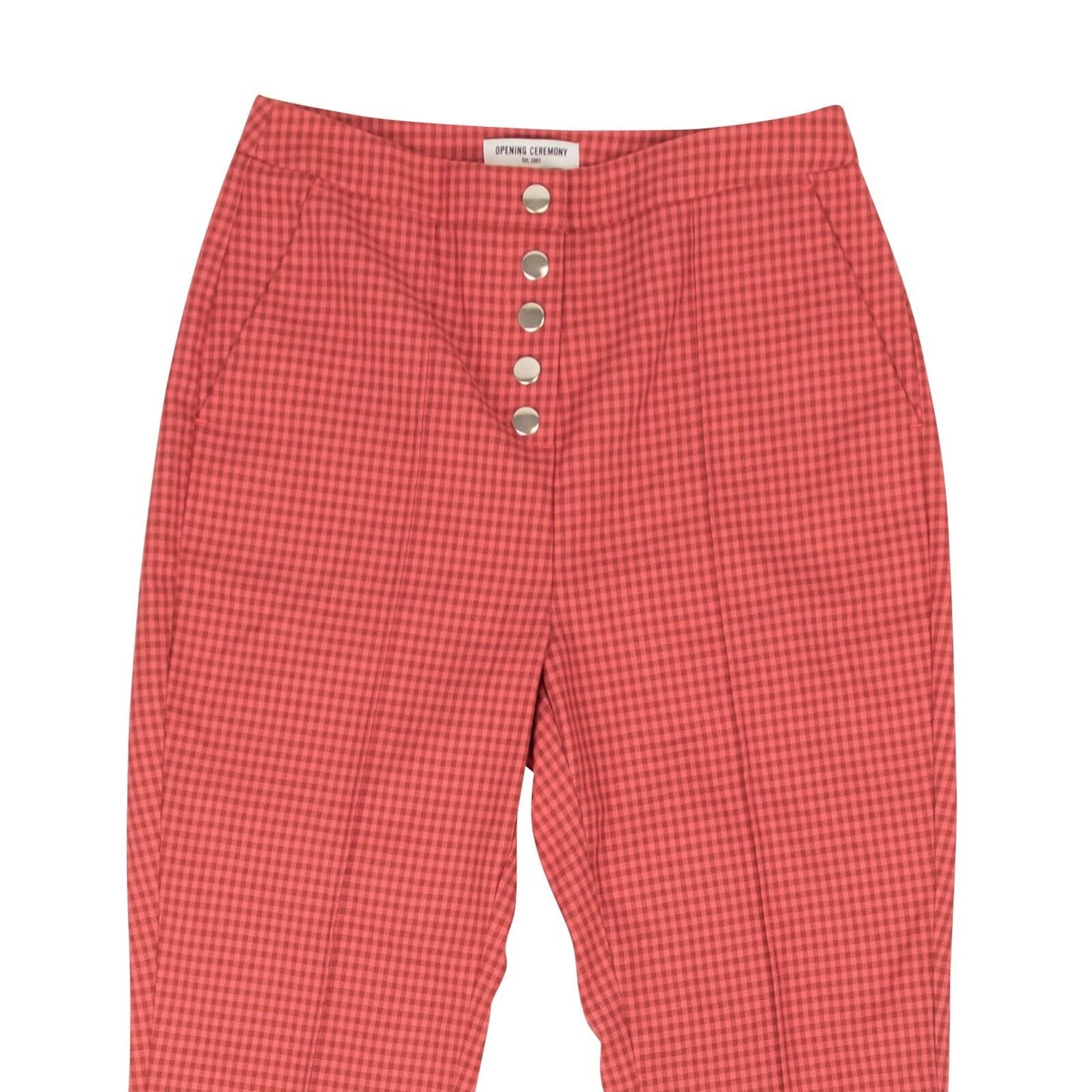 Opening Ceremony Snap Front Gingham Pant - Rust