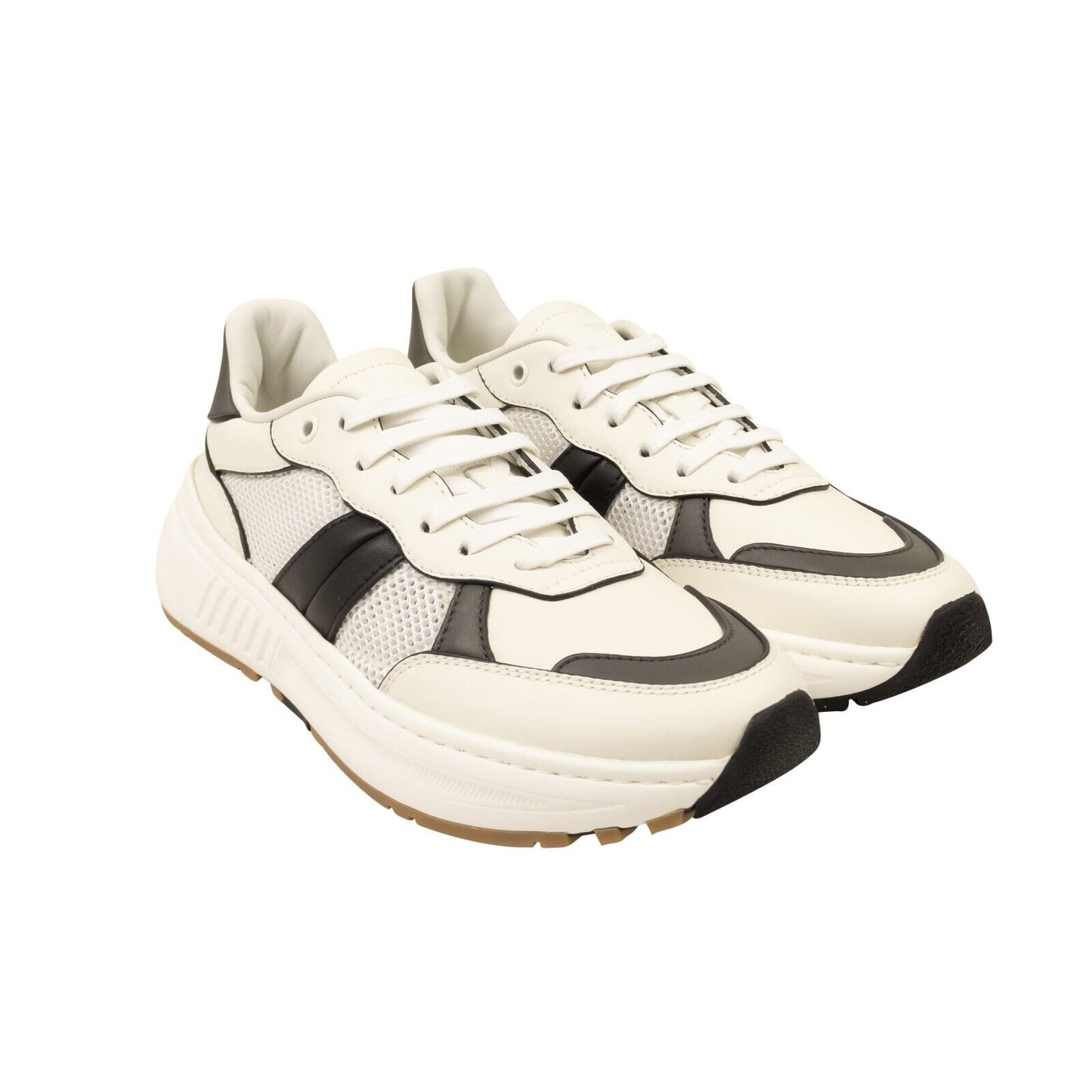 White And Black Leather Speedster Sneakers