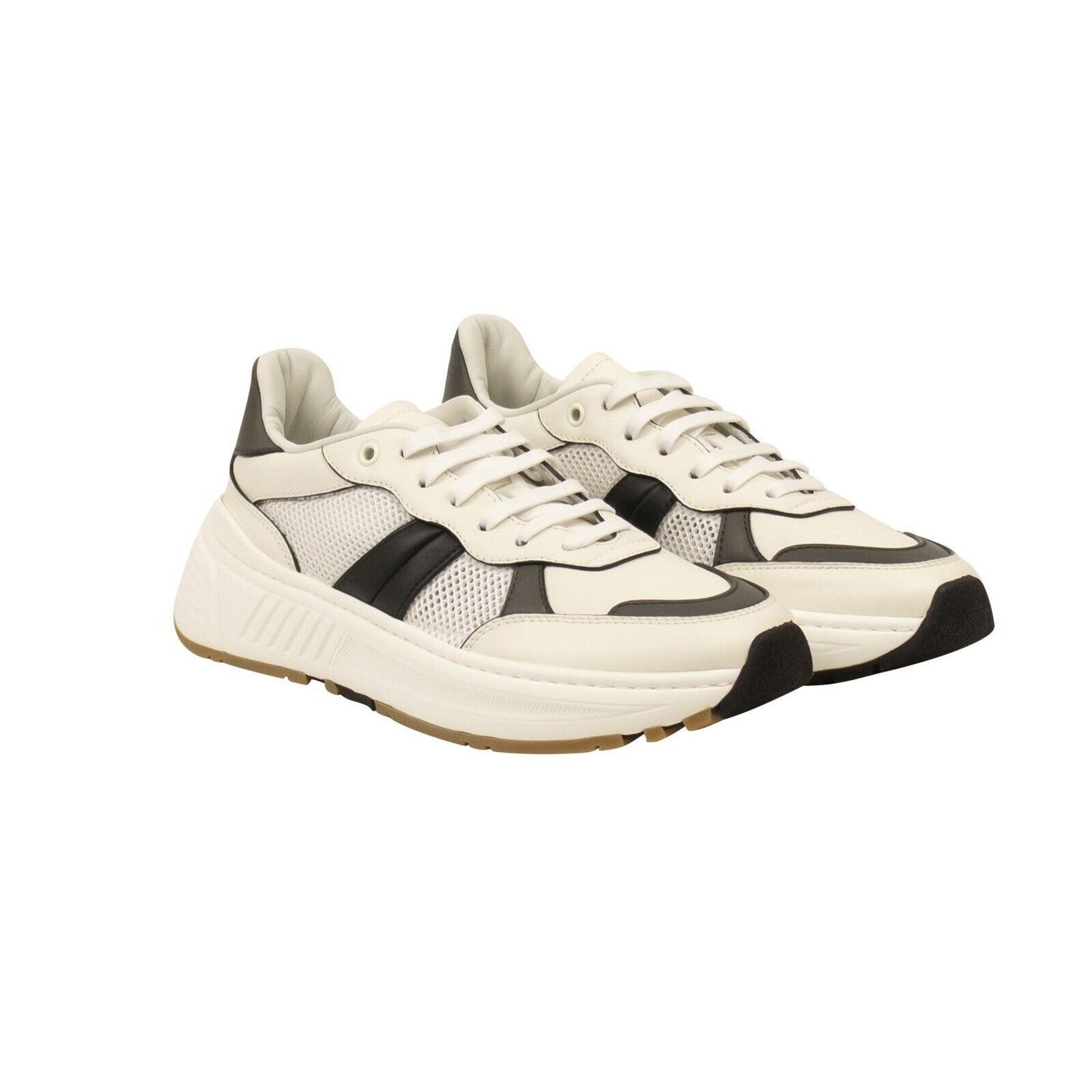 White And Black Leather Speedster Sneakers