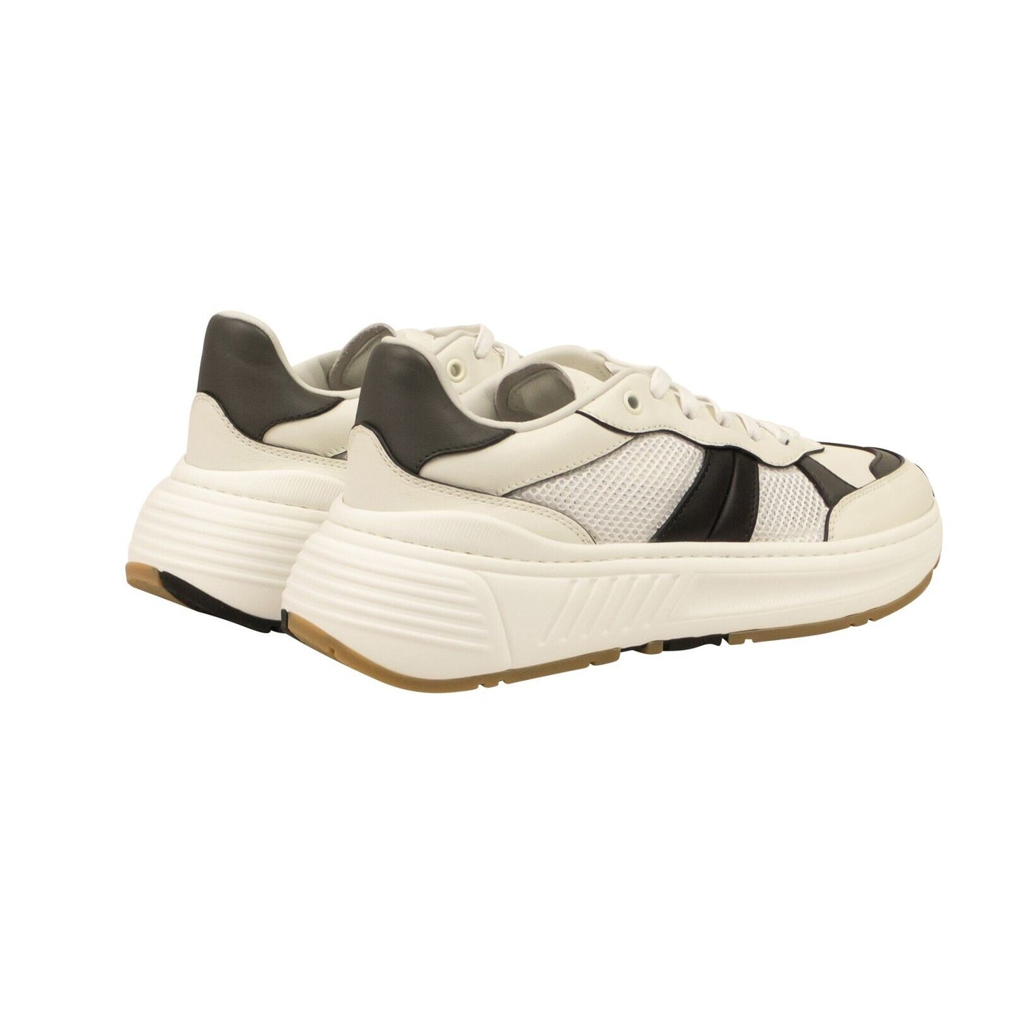 White And Black Leather Speedster Sneakers