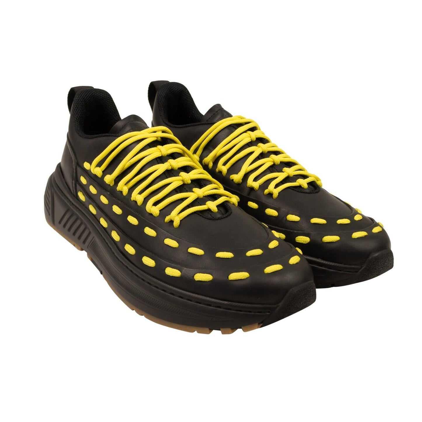 Black And Yellow Leather Speedster Sneakers