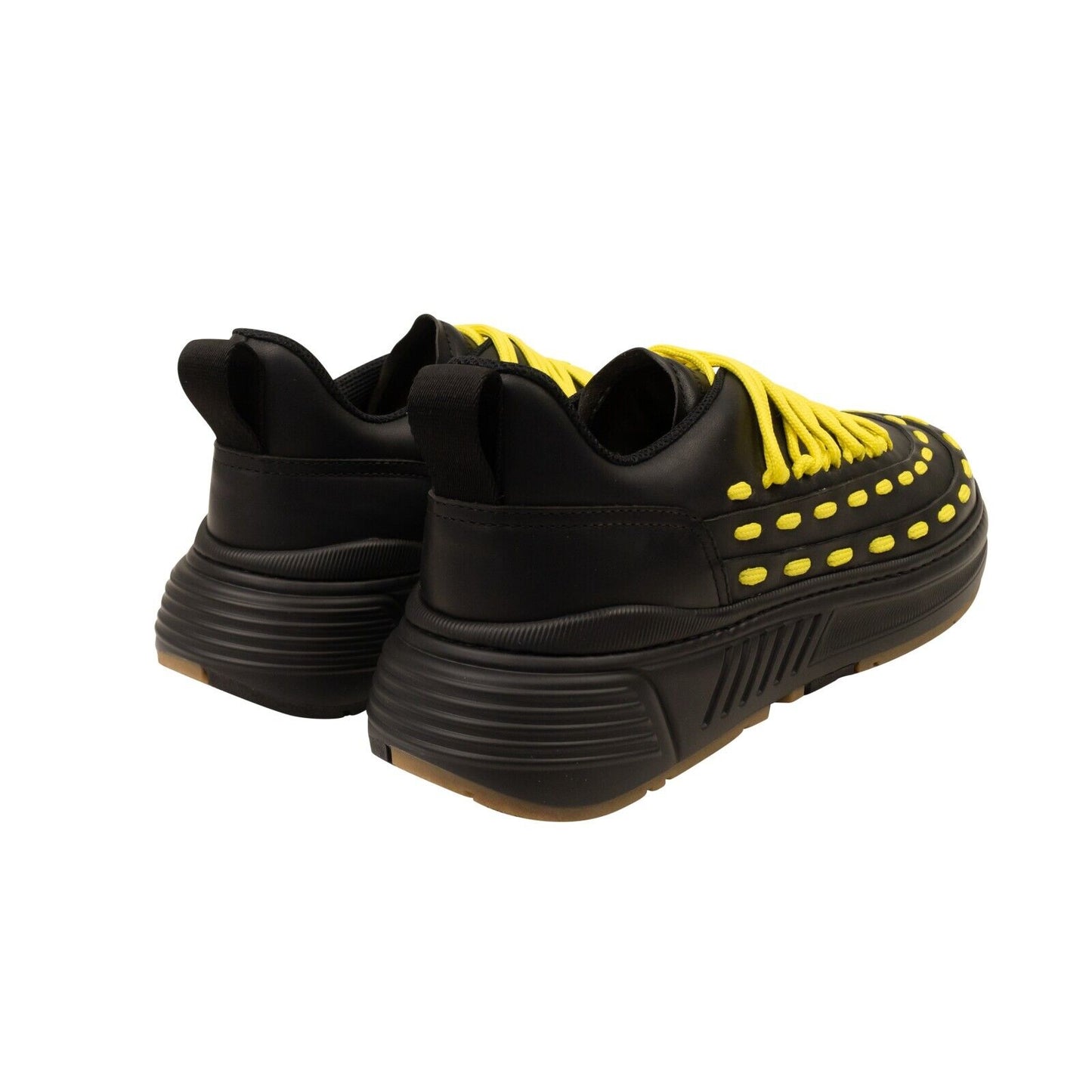 Black And Yellow Leather Speedster Sneakers