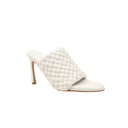 White Woven Heeled Mules