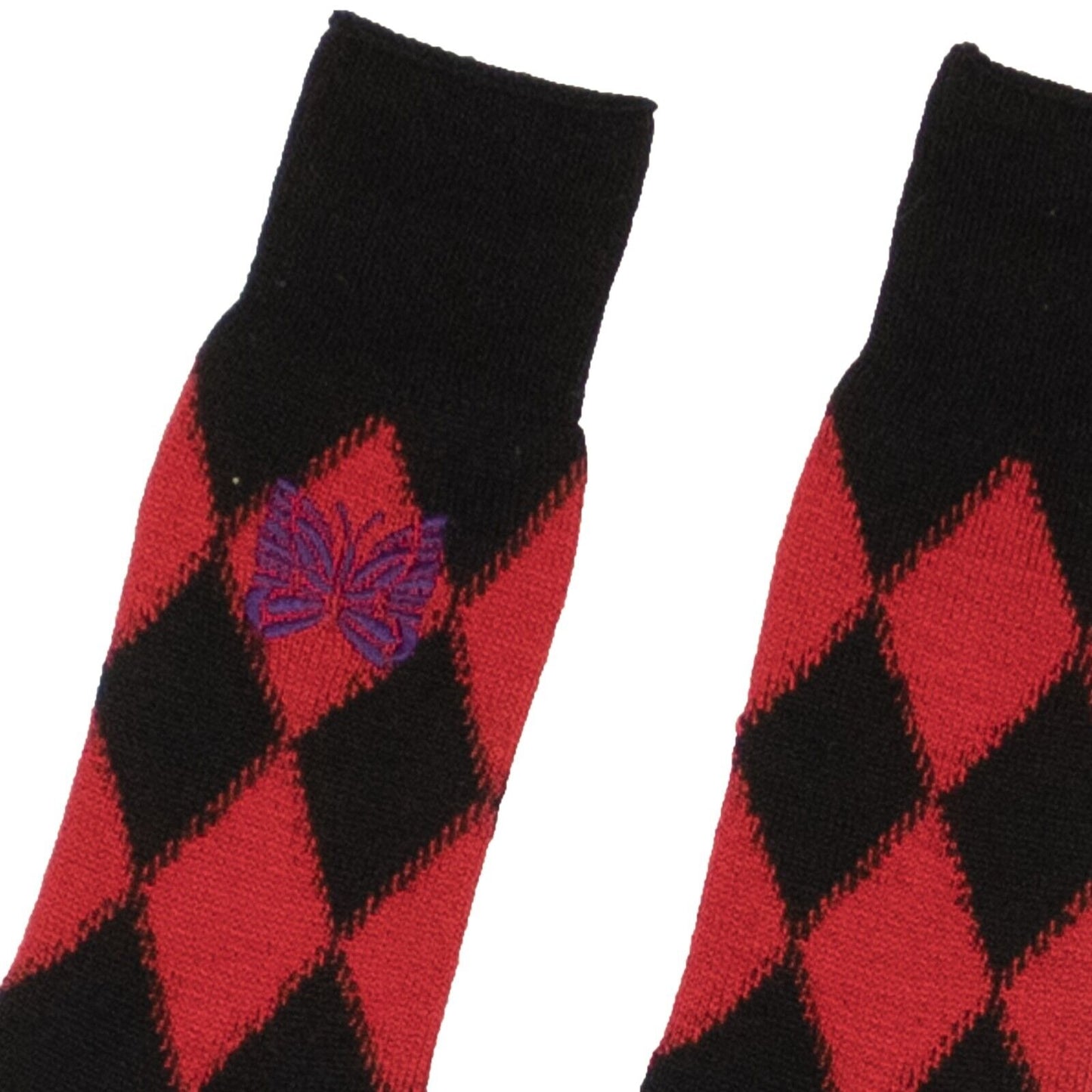 Needles Argyle Socks - Black/Red