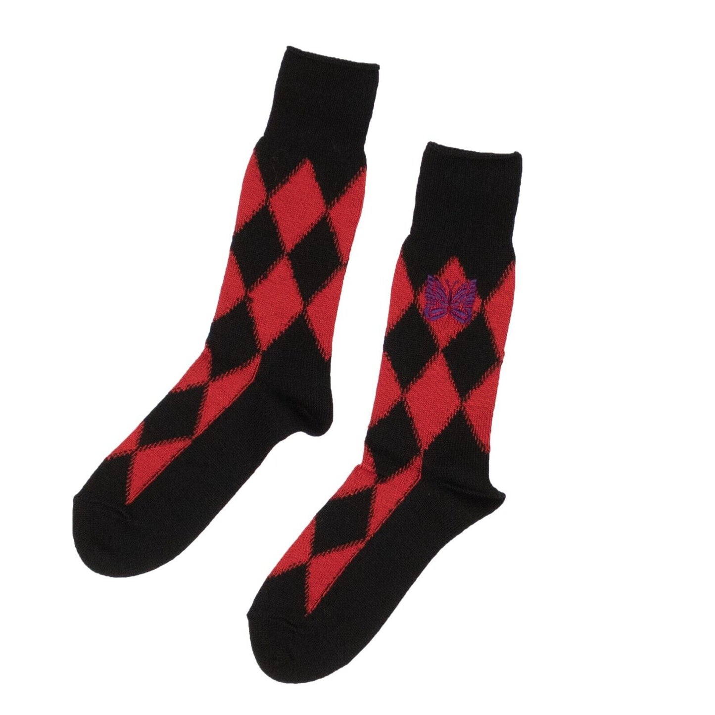 Needles Argyle Socks - Black/Red