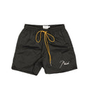 Black Polyester Embroidered Logo Swim Trunks