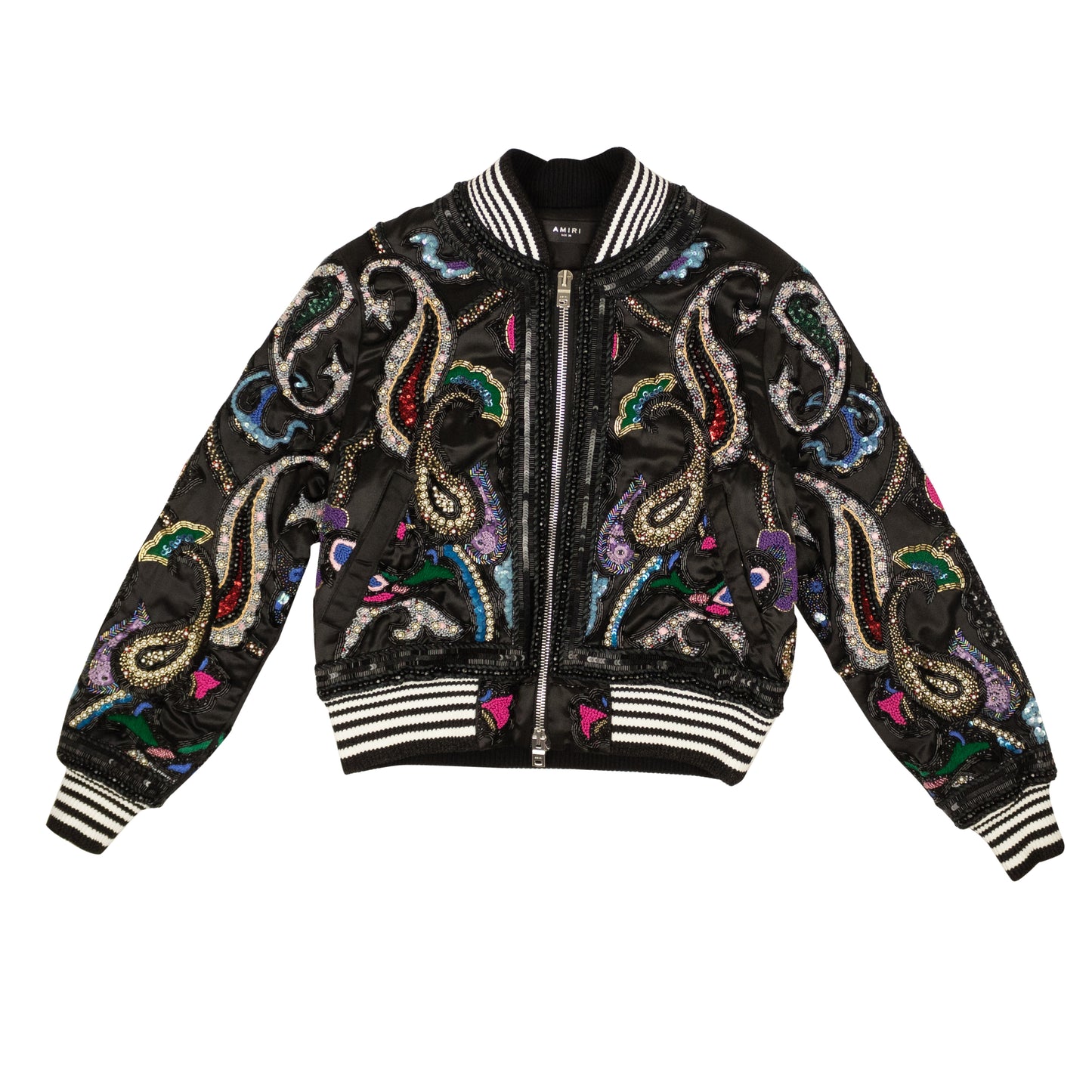 Amiri Paisley Beaded Bomber - Black/Multi