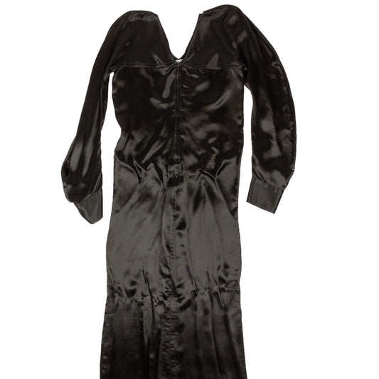 NWT BOTTEGA VENETA Black V-Neck Design Silk Dress