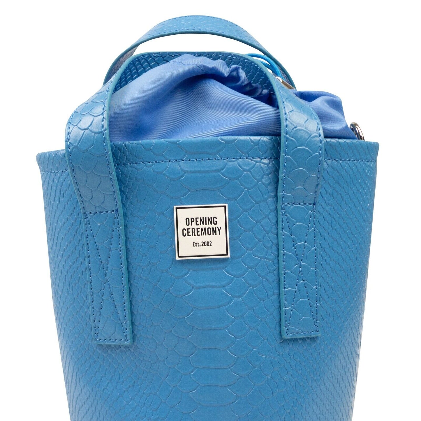 Opening Ceremony Medium Croc Bucket Bag - Blue/Leopard