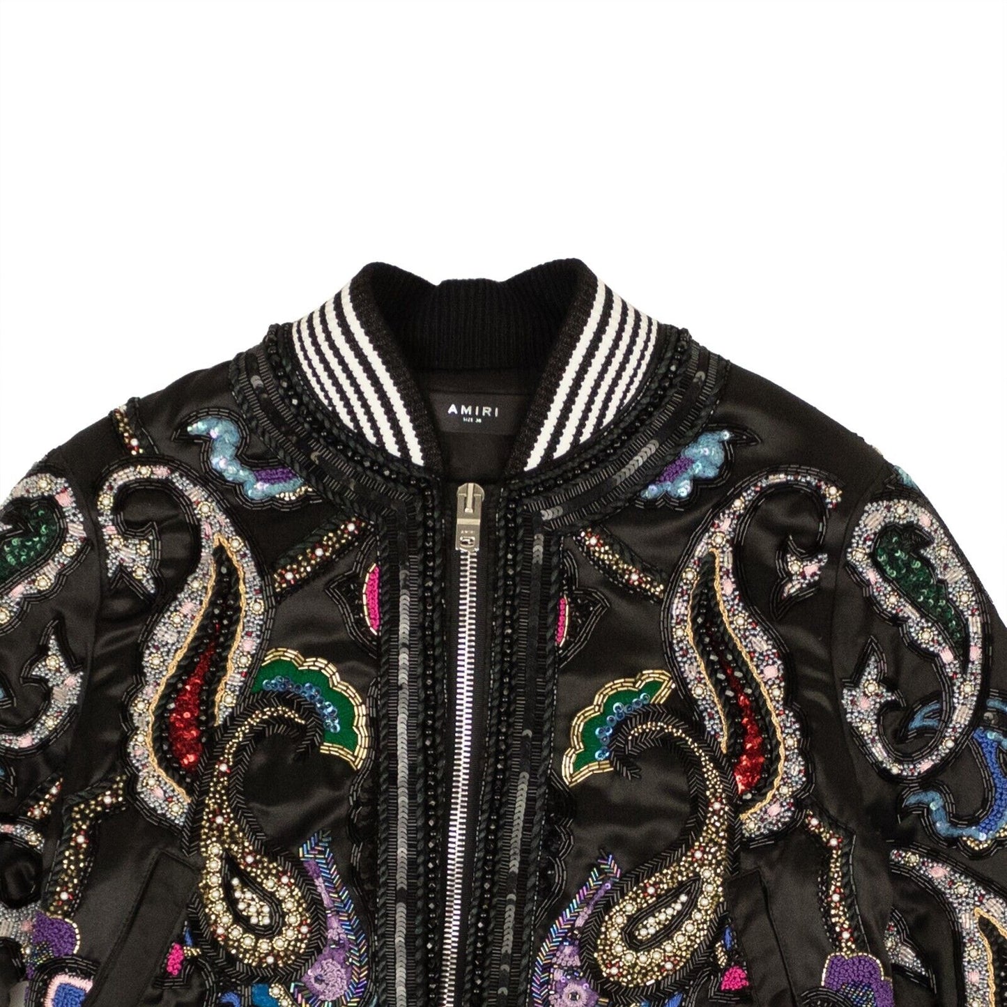 Amiri Paisley Beaded Bomber - Black/Multi