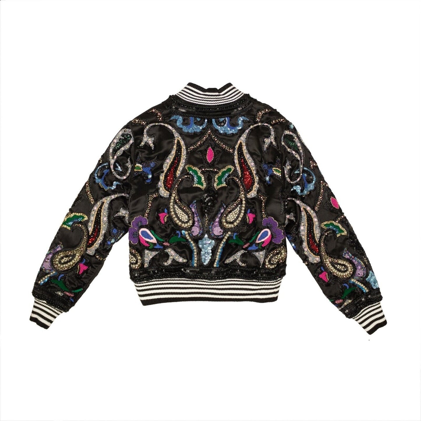 Amiri Paisley Beaded Bomber - Black/Multi