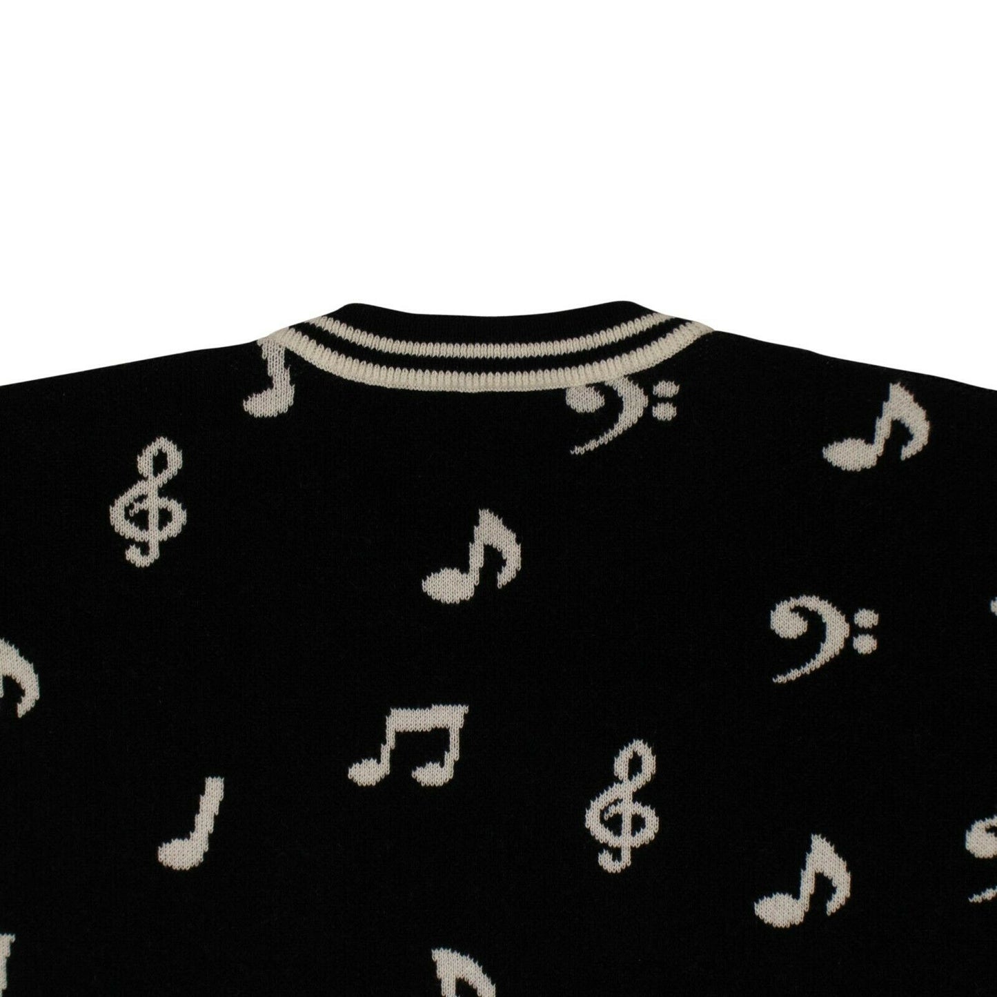 Men's 'Piano Note' Short Sleeves Crew Tee Sweater - Black