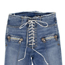 Unravel Project Denim Cotton Lace Up Skinny Jeans Pants - Blue