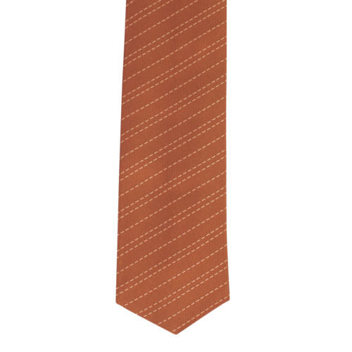 John Lobb Silk Striped Neck Tie - Camel Brown