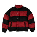 Red And Black Striped Down Padded Jacket