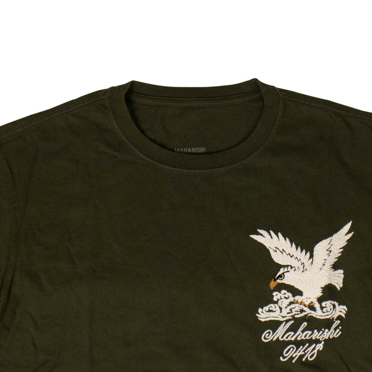 Organic Cotton Maha Eagle Chest T-Shirt - Olive Green