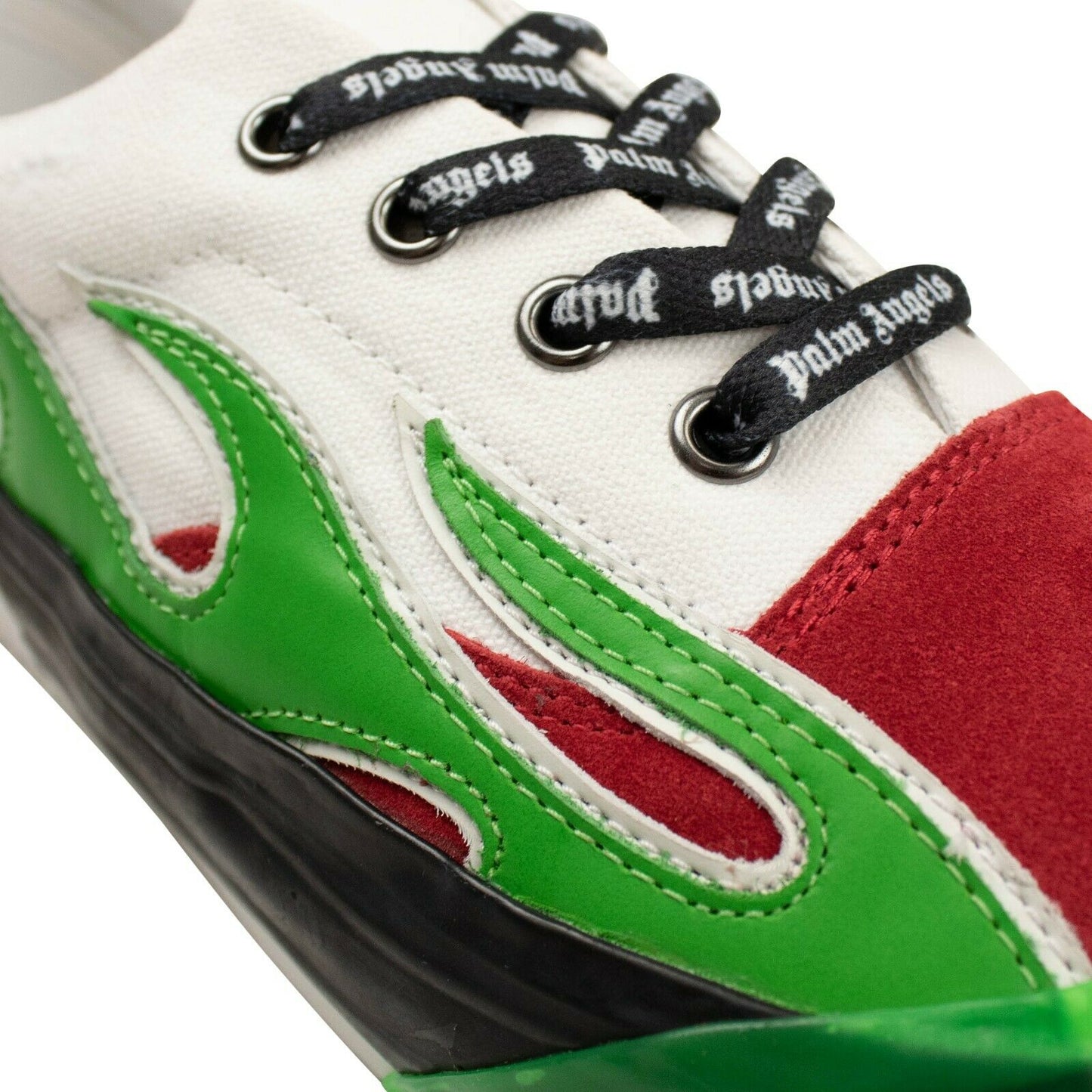 Palm Angels Flame Low Top Sneaker Shoes - White/Red/Green